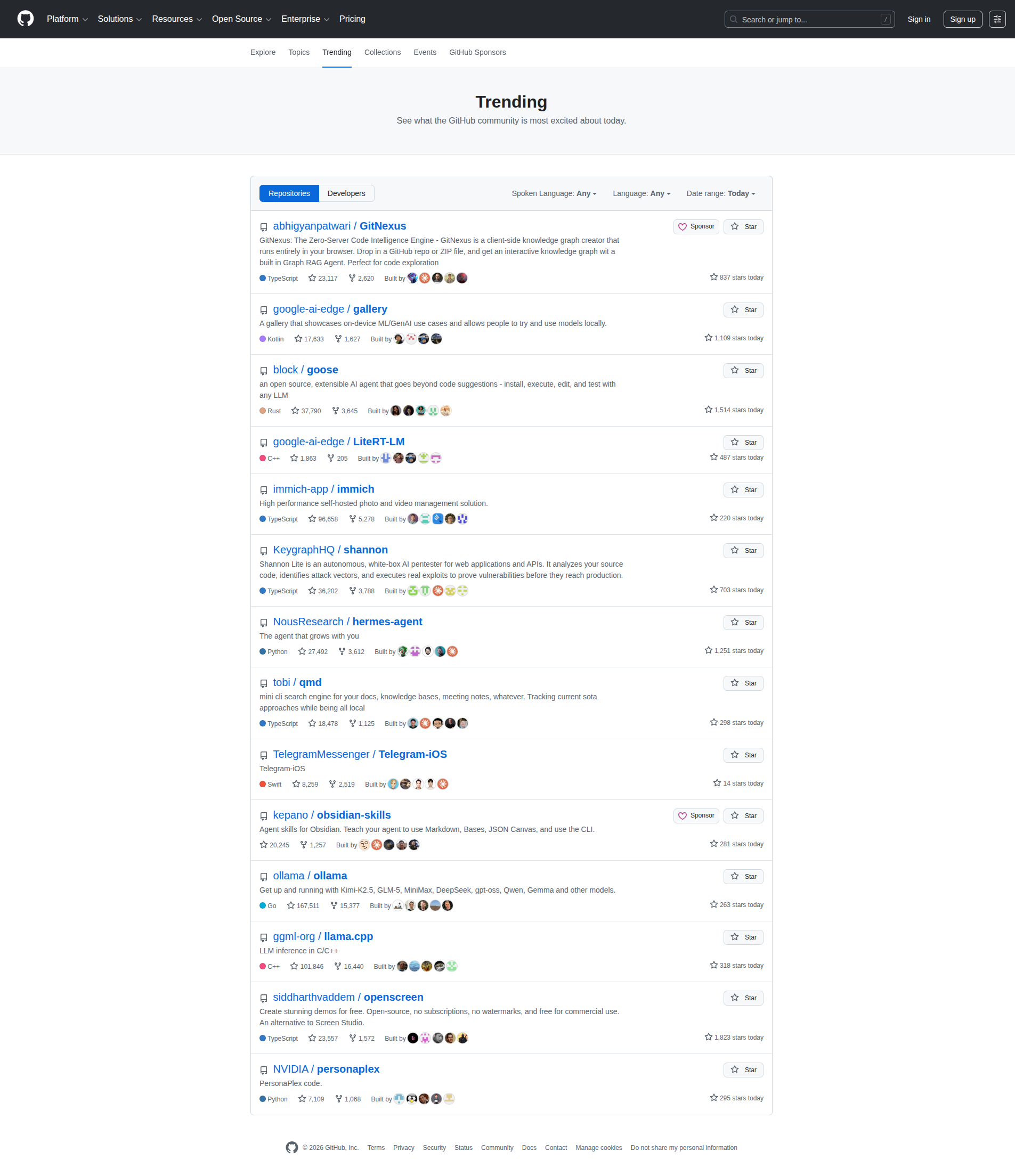 GitHub Trending screenshot